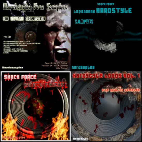 Shock Force – Legendary Hardstyle Samples, Hardcore kicks vol.1, Hardstyle Loops Vol.1, Hardstyle Pro Samples Nu style invasion, Hardcore Kicks vol.2 (WAV) | AJYes Studio
